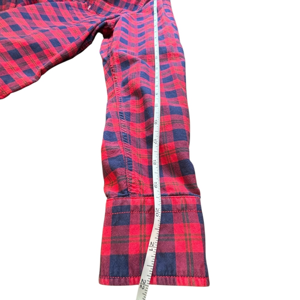 Levi’s Slim Fit Plaid Button-Down Shirt Red Navy Cotton L Unisex Fall Cabincore - Picture 7 of 11